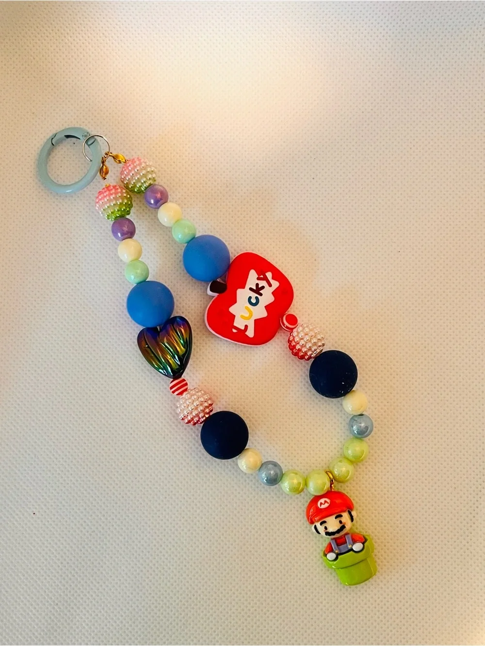 Kawaii Beaded Cell Phone Charm Strap - Handmade Super Mario